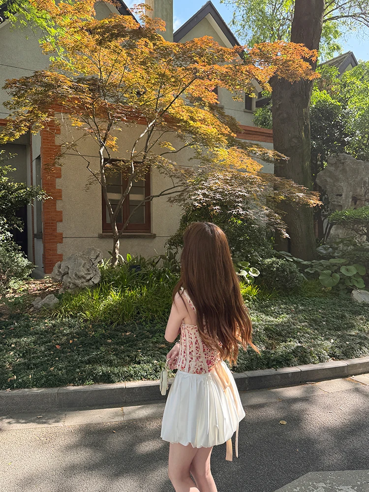 

LXLILIUM Princ Sle Satin White Pleated f Skirt Женская летняя пышная короткая юбка А-силуэта с высокой талией