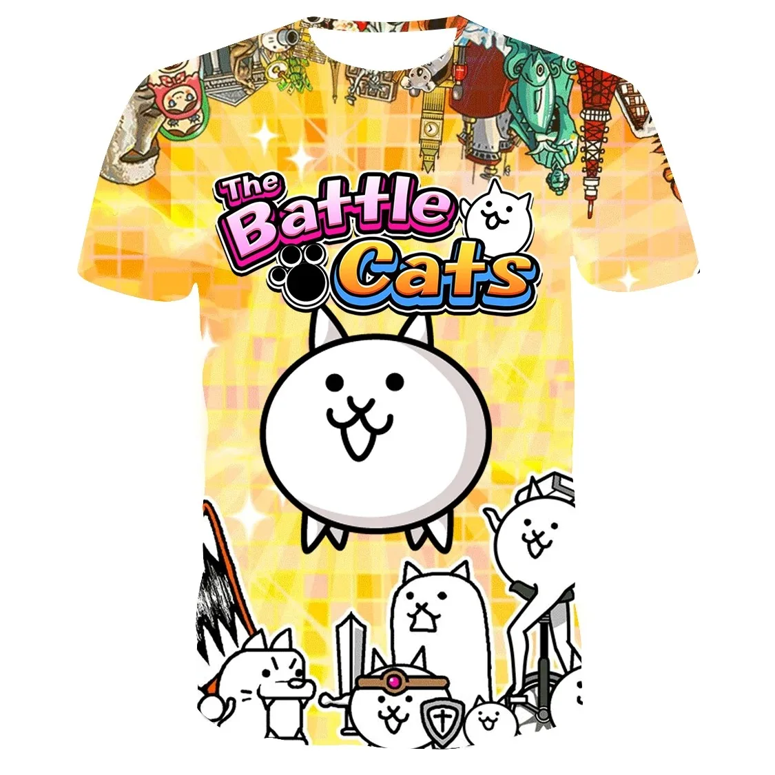 De Strijd Katten T-Shirt Spel 3d Bedrukt Zomer Korte Mouw T-Shirt Casual Tees Tops Jongen Meisje Kinderen Cool Cartoon Kleding