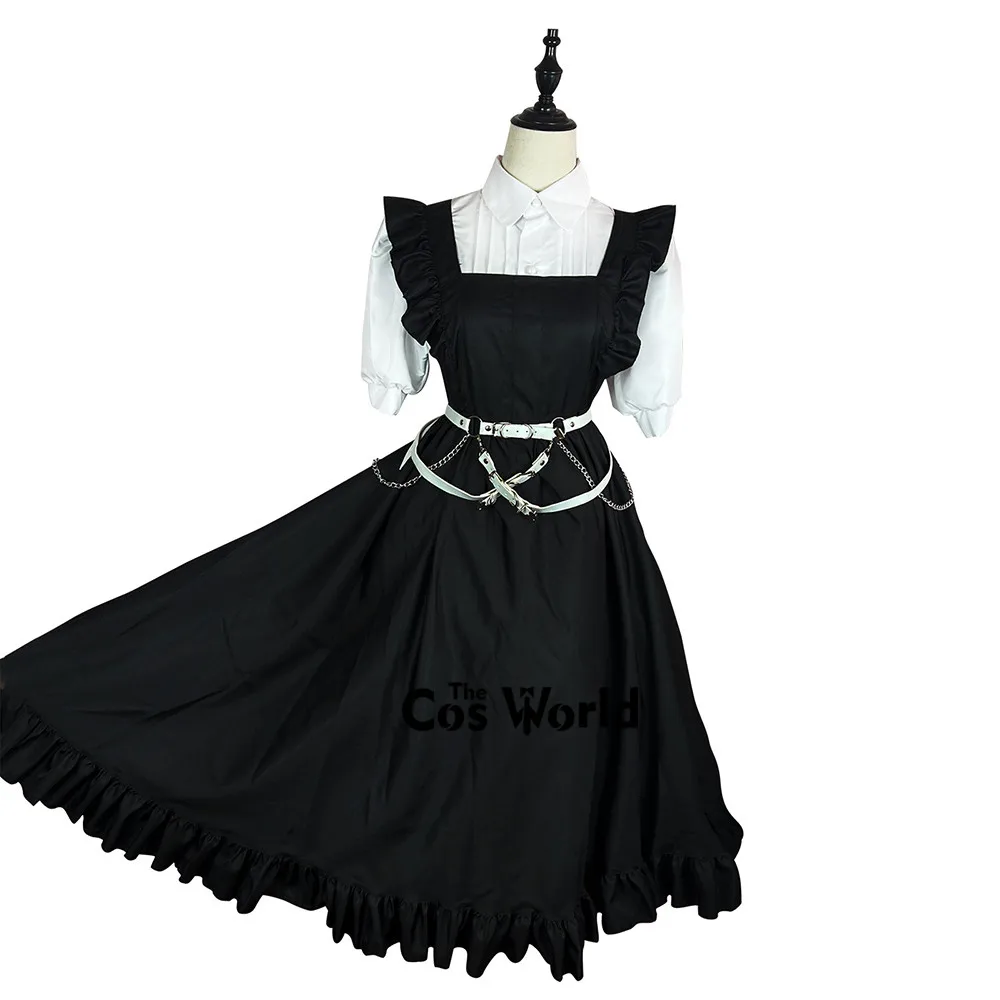 S-5XL Japanese Lolita Black White Housekeeper Maidservant Restaurant Apron Maid Dress Uniform Outfits Anime Cosplay Costumes