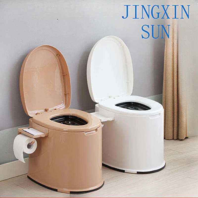 Mobile Toilet for The Elderly Pregnant Women Portable Adult Toilet Chair Plastic Toilet Indoor Spittoon Home Camping Equipment