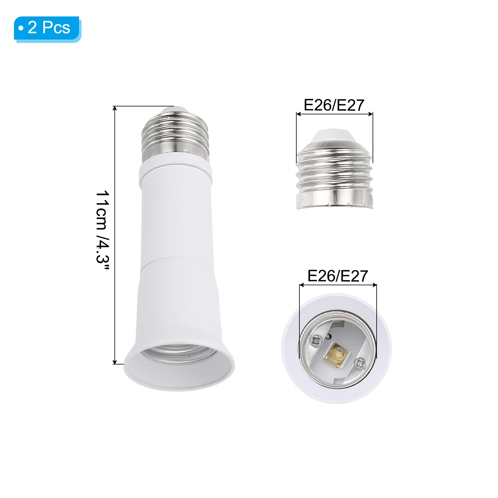 2Pcs E26/E27 Light Socket Extender Flexible Bulb Socket Extension Adjustable Bulb Extender Adapter for Medium Screw Base Lamps