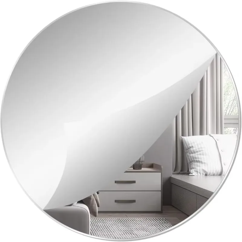 Round Mirror,16Inch Round Wall Mirror Fogless Shatterproof Unbreakable Frameless Wall Mirrors for Living Room Bedroom Home Decor