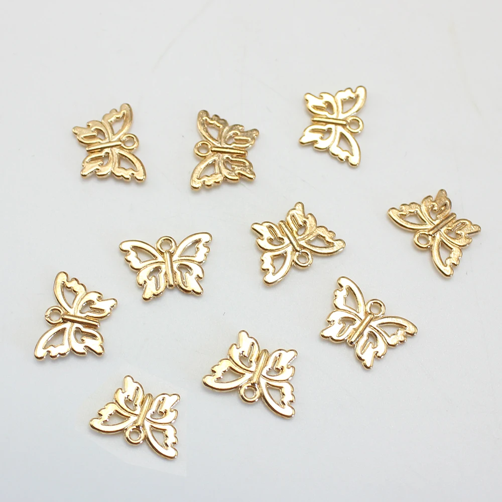 10Pcs Retro 15*11mm Gold Color Butterfly Pendant Charm for Necklace Earring Bracelet Making DIY Jewelry Accessory Finding