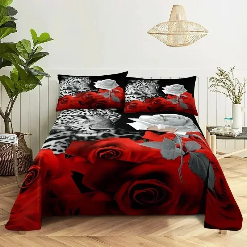 Top Red Rose Floral Bedding Set King Queen Microfiber Flower Print Duvet Cover Romantic Valentine's Day Bedroom Decor