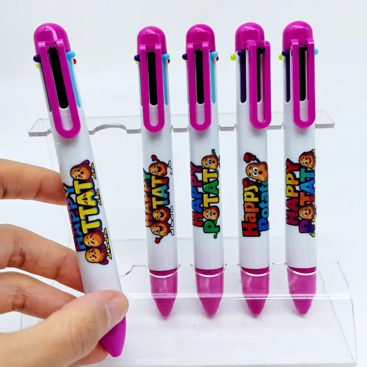 

5pcs/10pcs/14pcs Creative potato element multi-color Ballpoint pen, potato theme six-in-one marking key multi-color gift pen