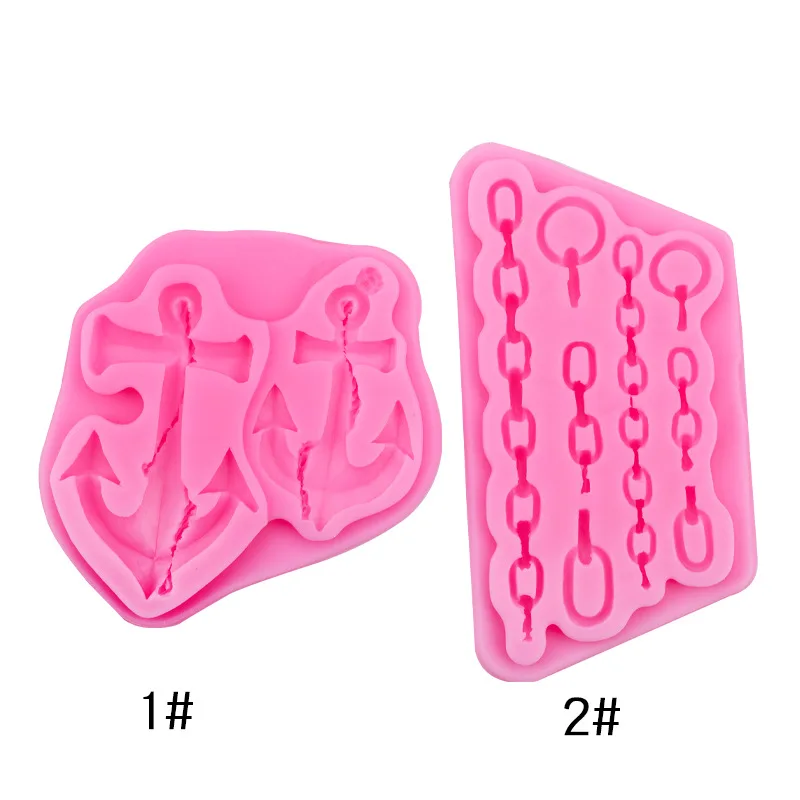 Bag Chain Ocean Wind Anchor Fondant Silicone Mold Dry Pace Chocolate Cake Decorative Plug A219