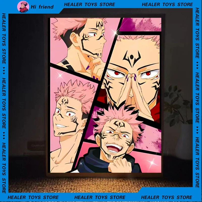 Jujutsu Kaisen Ryomen Sukuna Peripheral Lighting Painting High-looking Solid Wood Photo Frame Ornaments Bedroom Bedside Lamp