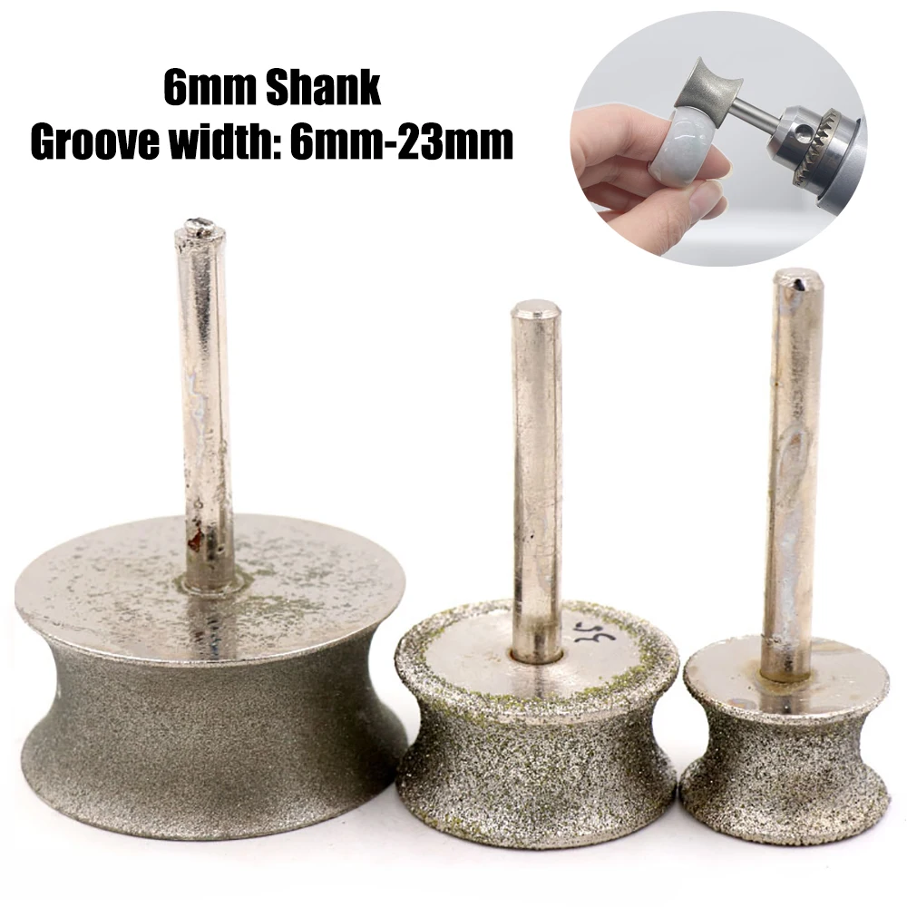 

Concave Diamond Grinding Wheel 6-23mm for Glass Jade Ceramic Sharpening Rotary Grinding Tool Polishing Wheel Shank Diameter 6mm