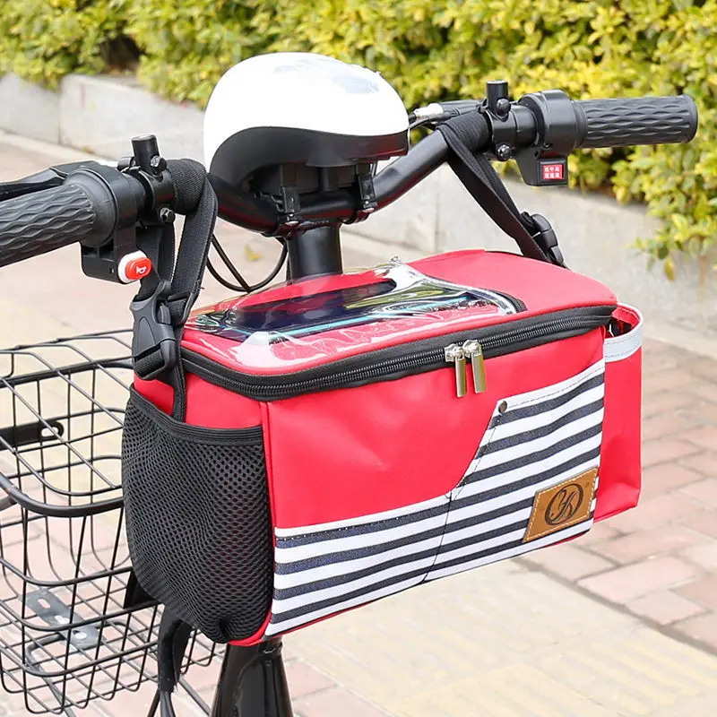 Bicycle Handlebar Bag Oxford Large Capacity Detachable Motorcycle Stroller Organizer Bike Cycling Hanging Storage Pouch