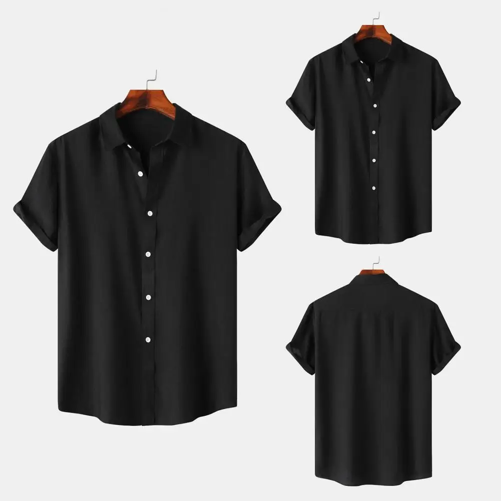 Daily Shirt Stylish Men's Lapel Collar Summer Shirt with Seamless Design Stretchy Fabric for Comfortable Business Casual Wear