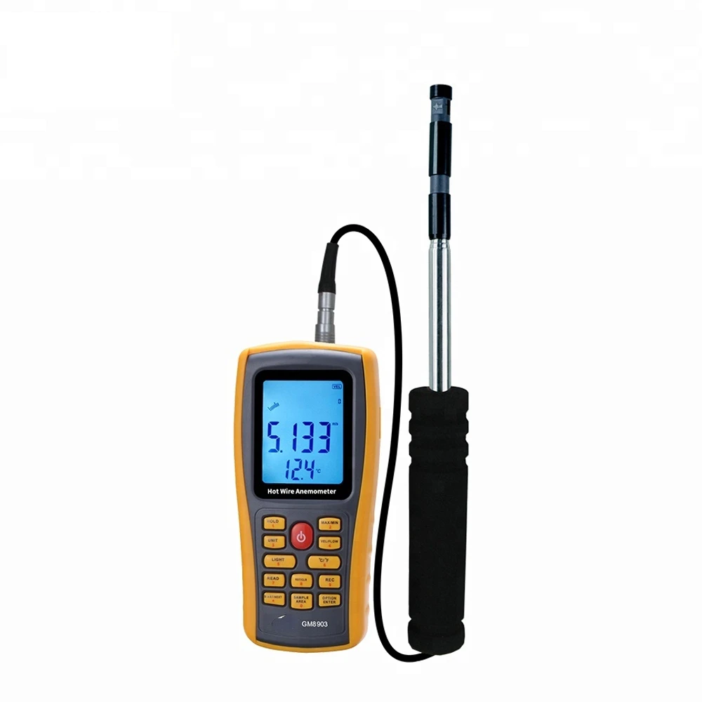 GOYOJO GM8903 Anemómetro de Mano de Alta Sensibilidad, Medidor de Velocidad del Viento, Anemómetro de Hilo Caliente