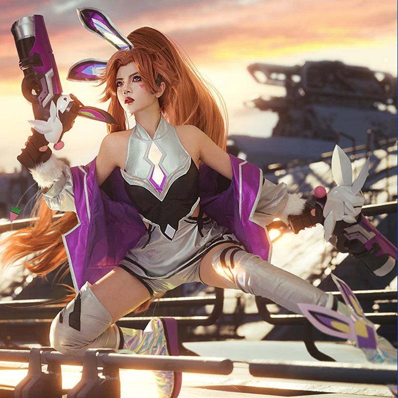 LOL Battle Bunny Miss Fortune Cosplay Costume Game LOL Cosplay Costume Sexy Women Dress Stocking Set New Skin Miss Fortune Wigs