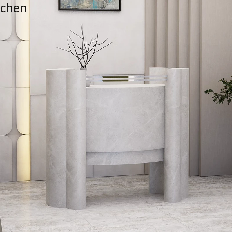 

HXL welcome reception, simple company front desk restaurant stainless steel cashier guide desk