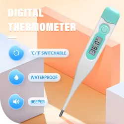 1PC Waterproof Thermometer Hartip Medical Type 10 Minutes Automatic Shut off Rectal Mouth Kid Underarm Electronic Thermometer