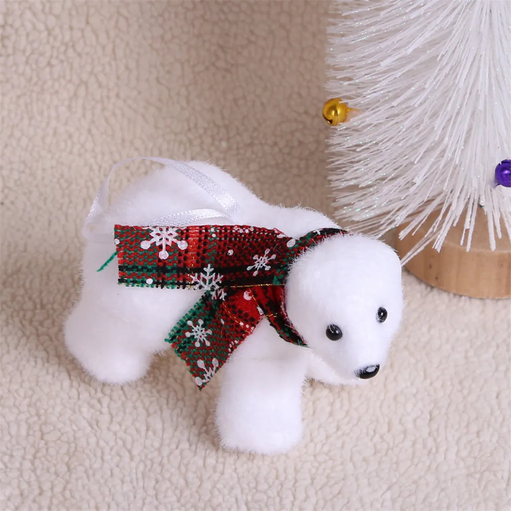 Christmas Decorations White Bear Pendants Christmas Tree Ornaments Polar Bear Figurines Christmas Outdoor Decoration