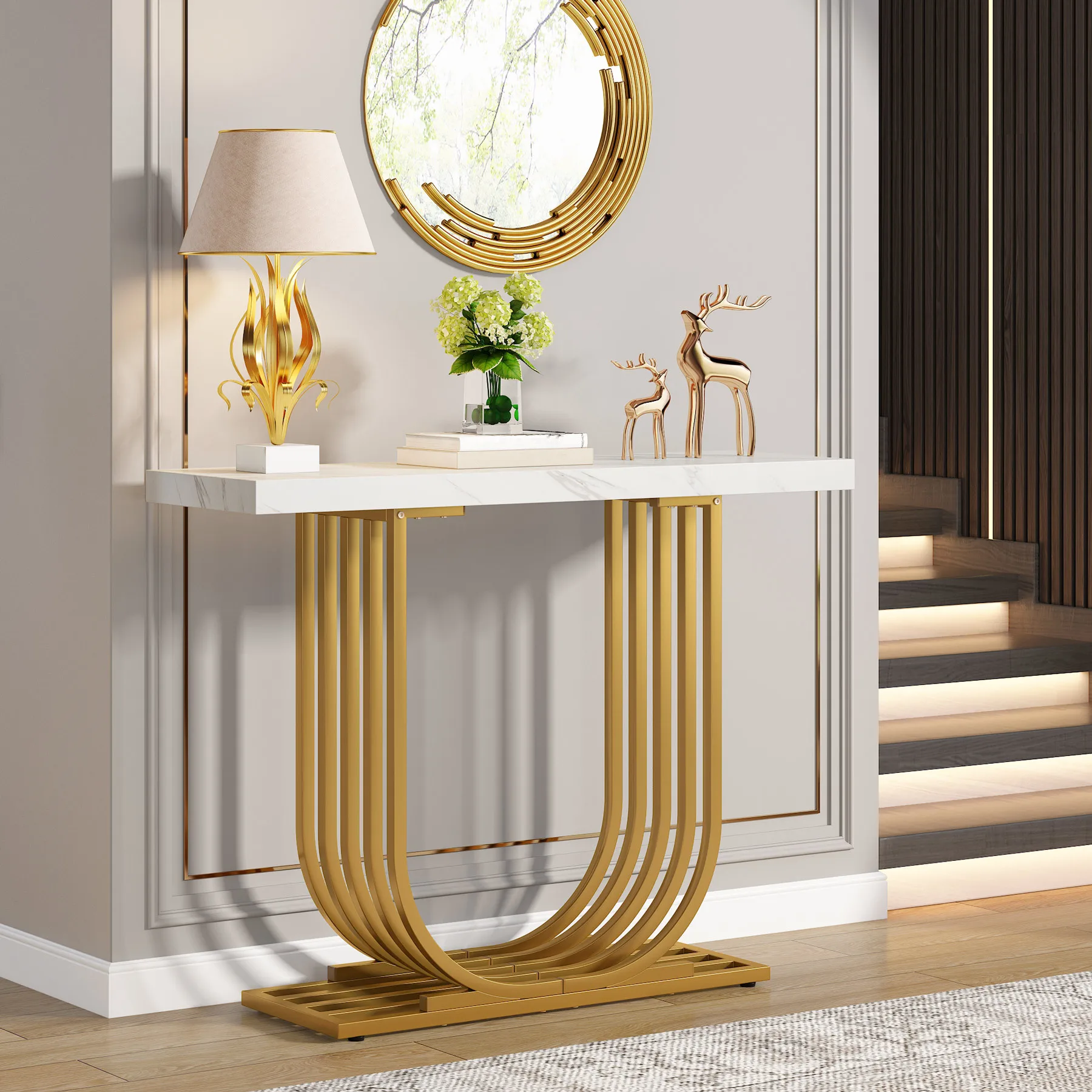 Tribesigns Console Table, console table modern luxury with U-Shaped Base