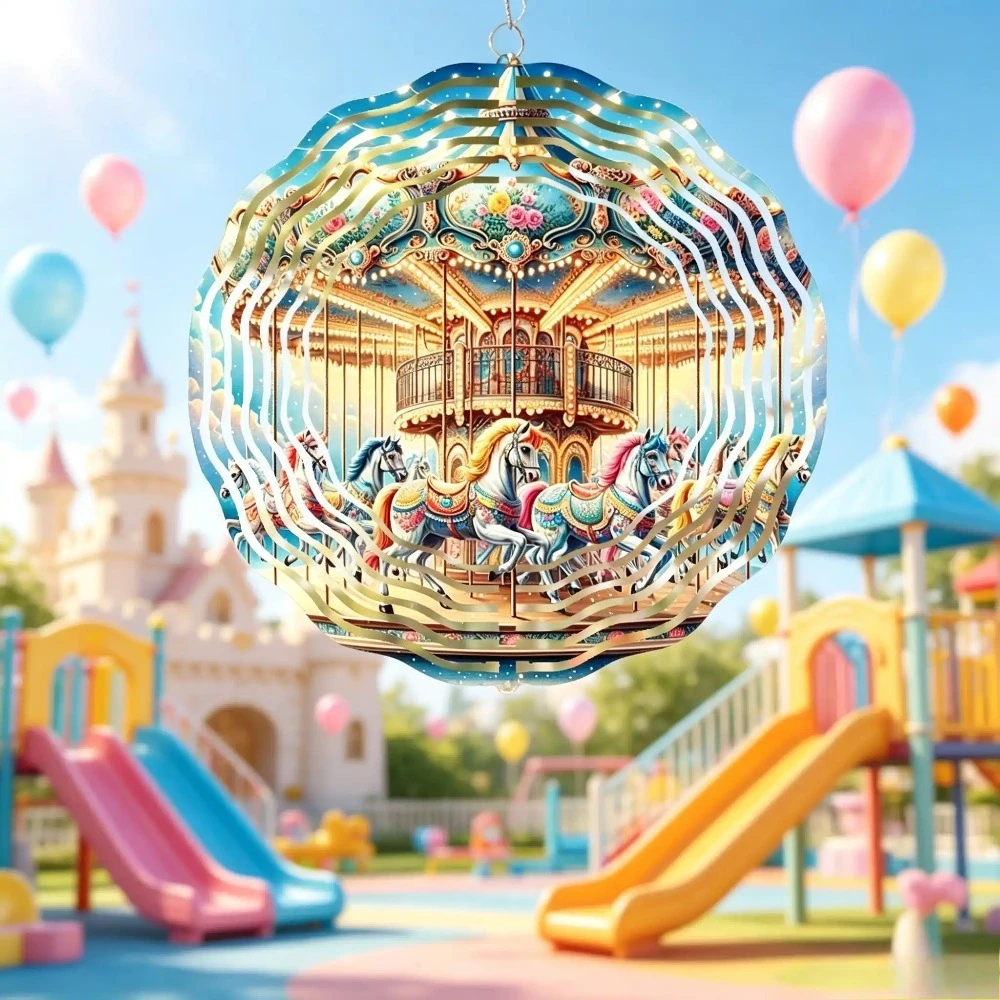 CIFBUY Wind Chime Wind Spinner 360 Rotating Kinetic Wind Art Shiny Kaleidoscope Pattern Metal Garden Patio Yard Outdoor Ornament