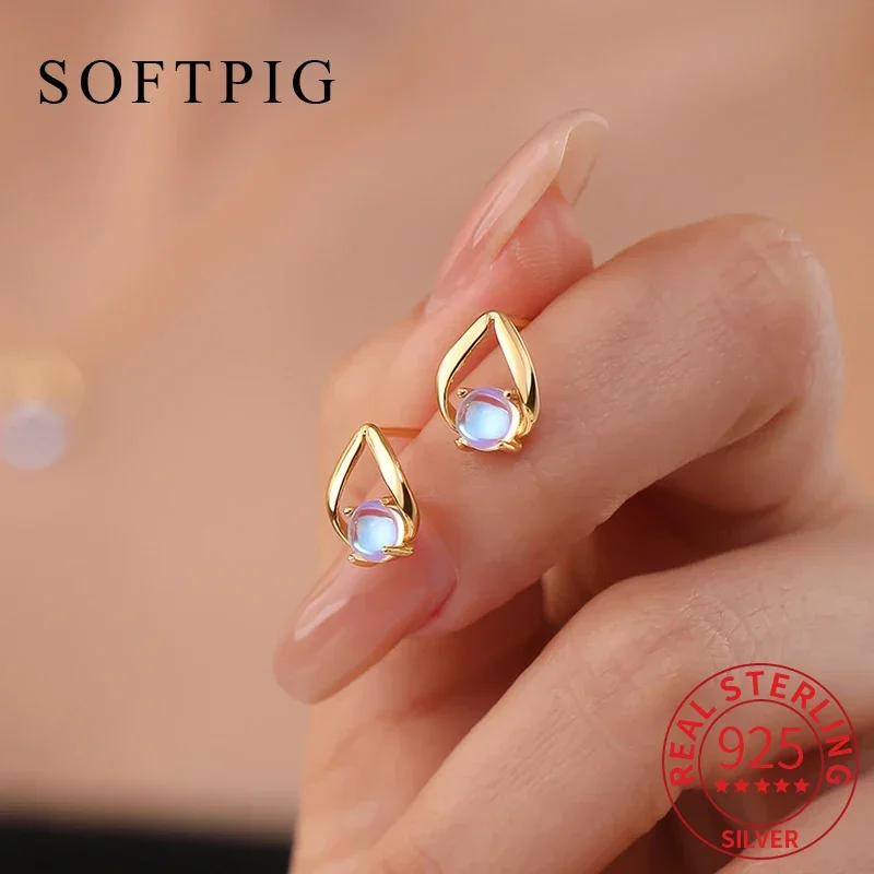 

Real 925 Sterling Silver Moon Stone Water Drop Necklace for Charm Women Trendy Minimalist Fine Jewelry Light Luxury Accessories