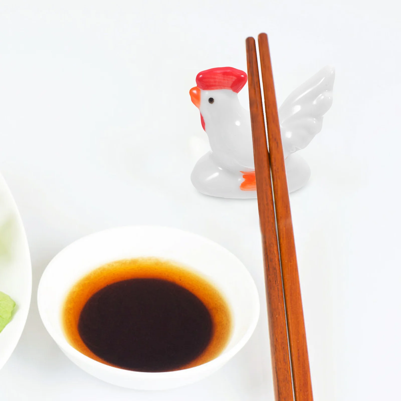

2Pcs Ceramic Rooster Chopsticks Rests Holder Spoon Stand Dining Table Decoration Tableware Organizer for Home Restaurant