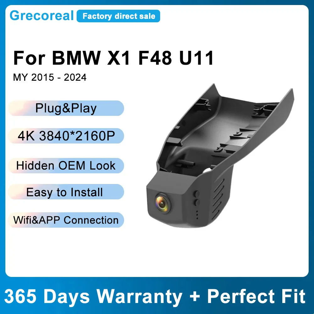 

Grecoreal Car Dash Cam 4K Wifi Plug Play Easy Install Dual Dashcam Auto Car Recorder Front Rear Compatible for BMW X1 F48 U11