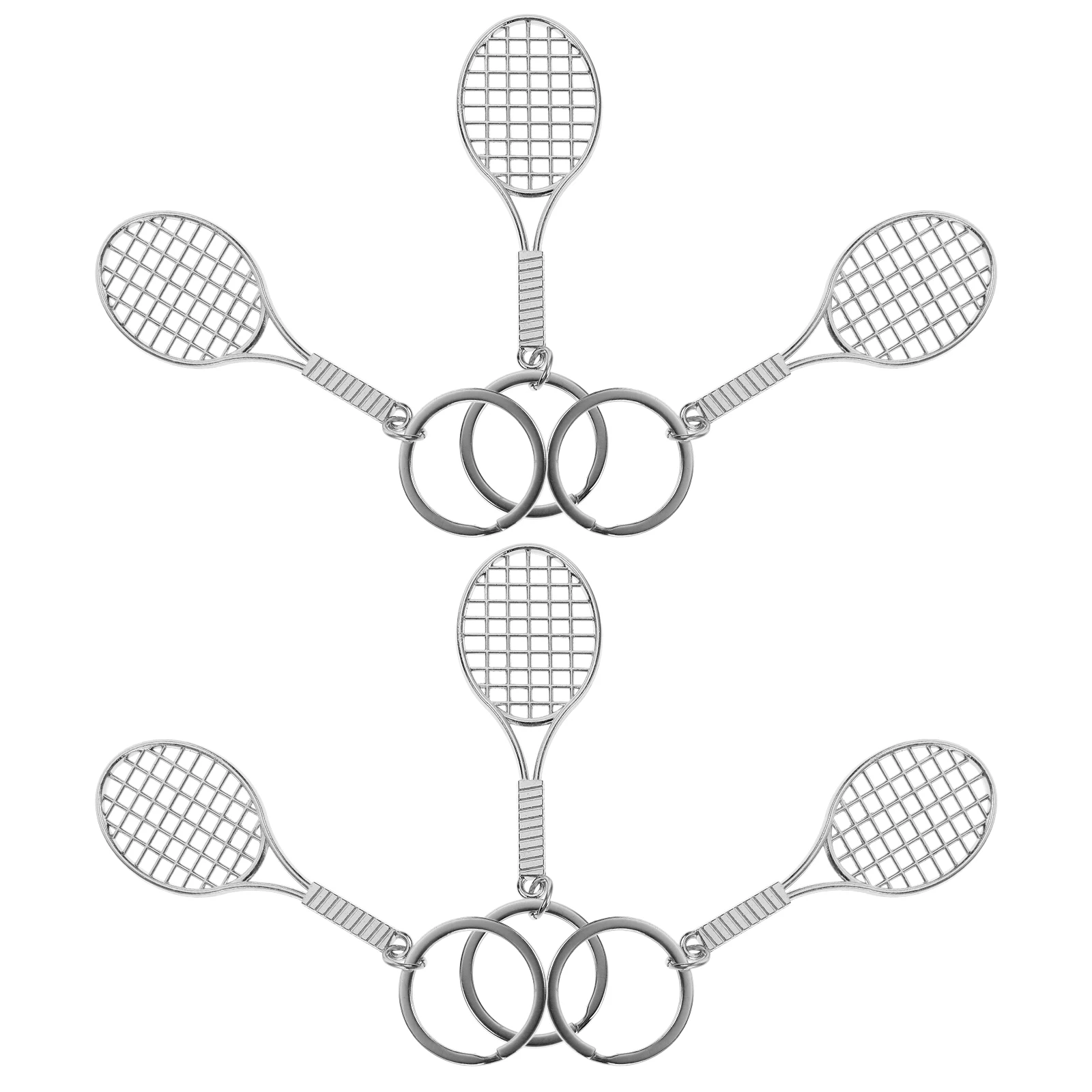 

6Pcs Tennis Keychain Mini Racket Key Ring Zinc Alloy Sports Pendant for Men Women Tennis Fans Souvenir Accessory