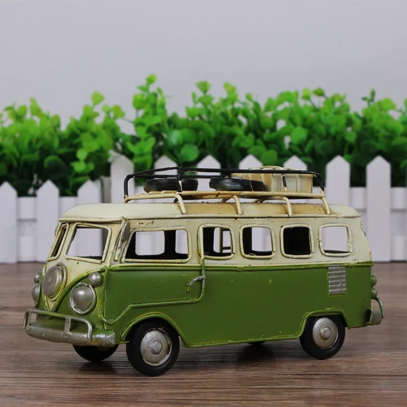 Retro Collectible Tin Bus Toy with Wind-Up Mechanism