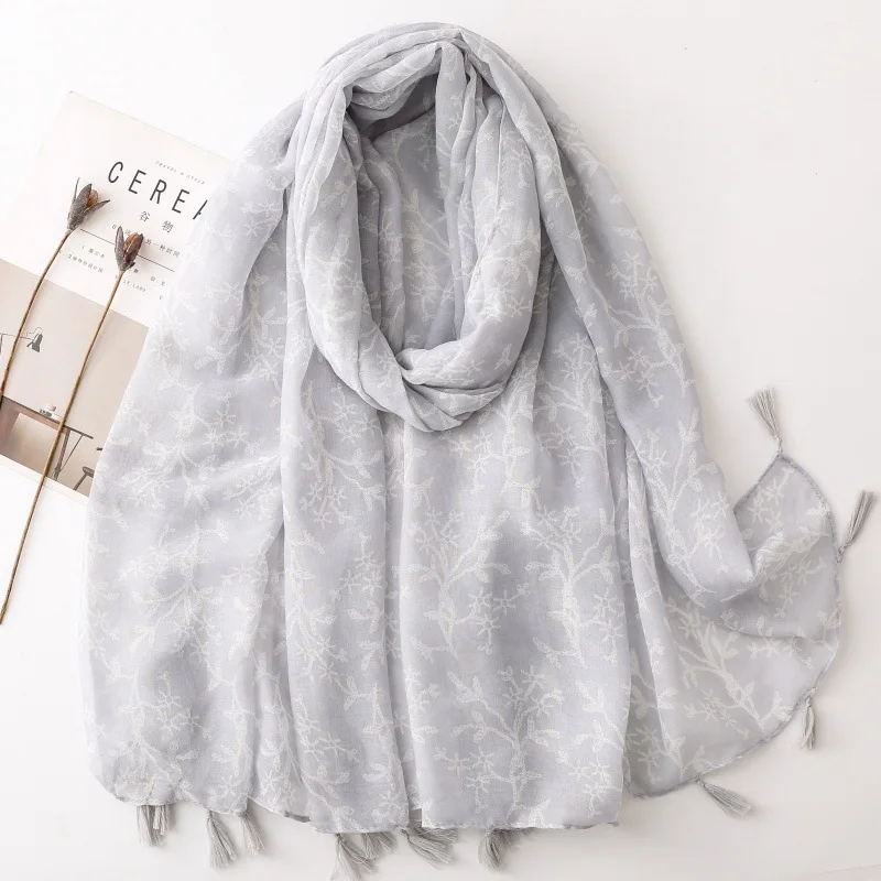 

88*180cm Women Viscose Scarf Summer Beach Shawl Cotton Linen Feeling Tassel Pashmina Muslim Hijab Wraps Lady Foulard