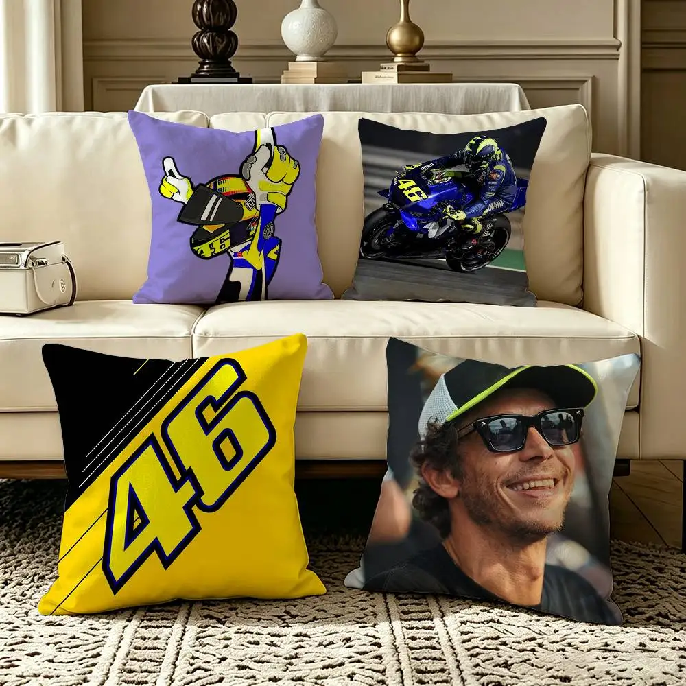 Valentino Rossi Moto 46  Square Double-Sided printed Pillow Case Bedroom Bedside Pillow Sofa Cushion Cover