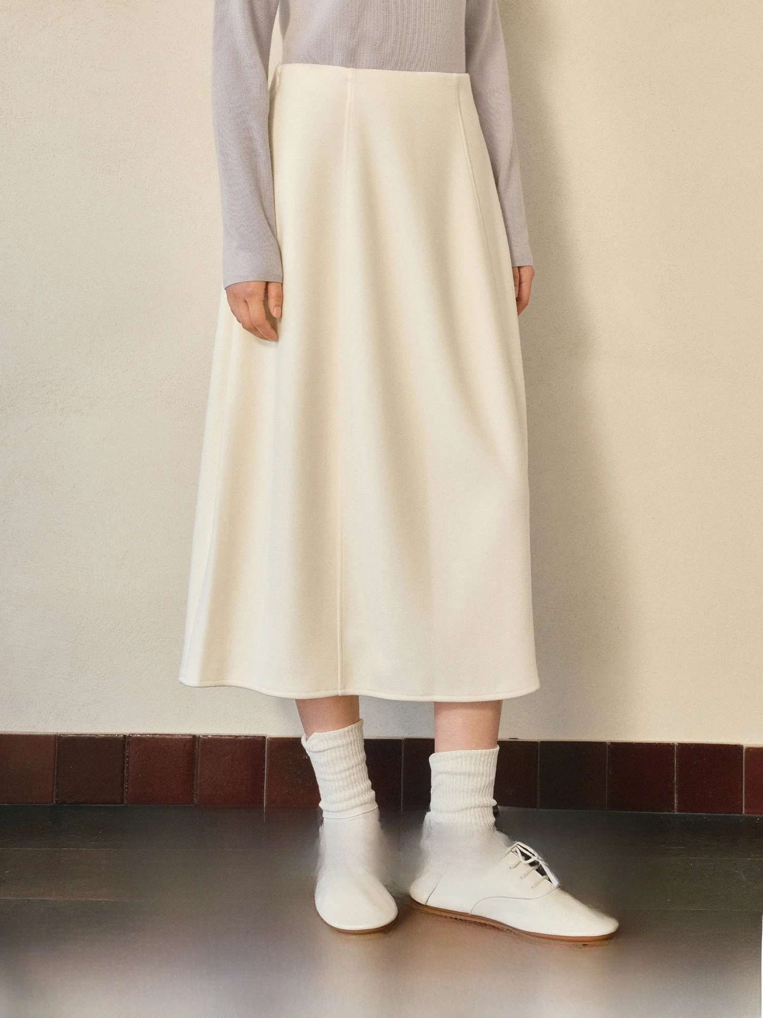 

Casual TEASEL Silk Wool Blend Elastic Waist Universal Loose Feel Woolen Flower Bud Umbrella Skirt Women's Knitted f Skirt