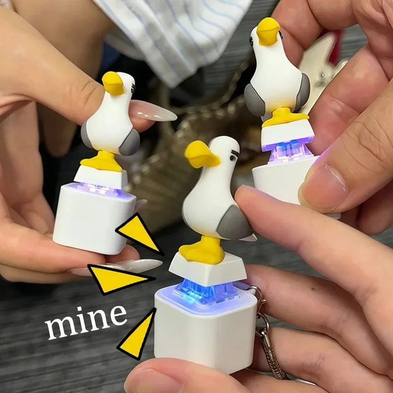 1-10pcs Seagull Mine Button Keychain with USB Charging Stress Relieving Toy Adults Keyboard Clicker for Fun& Stress Relief