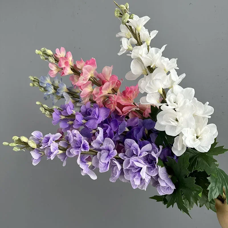 6Pc/lot 3D Hand-feel Delphinium Latex Artificial Flowers Wedding Flower Arrangement Violet Home Decoration Hyacinth Party Floral