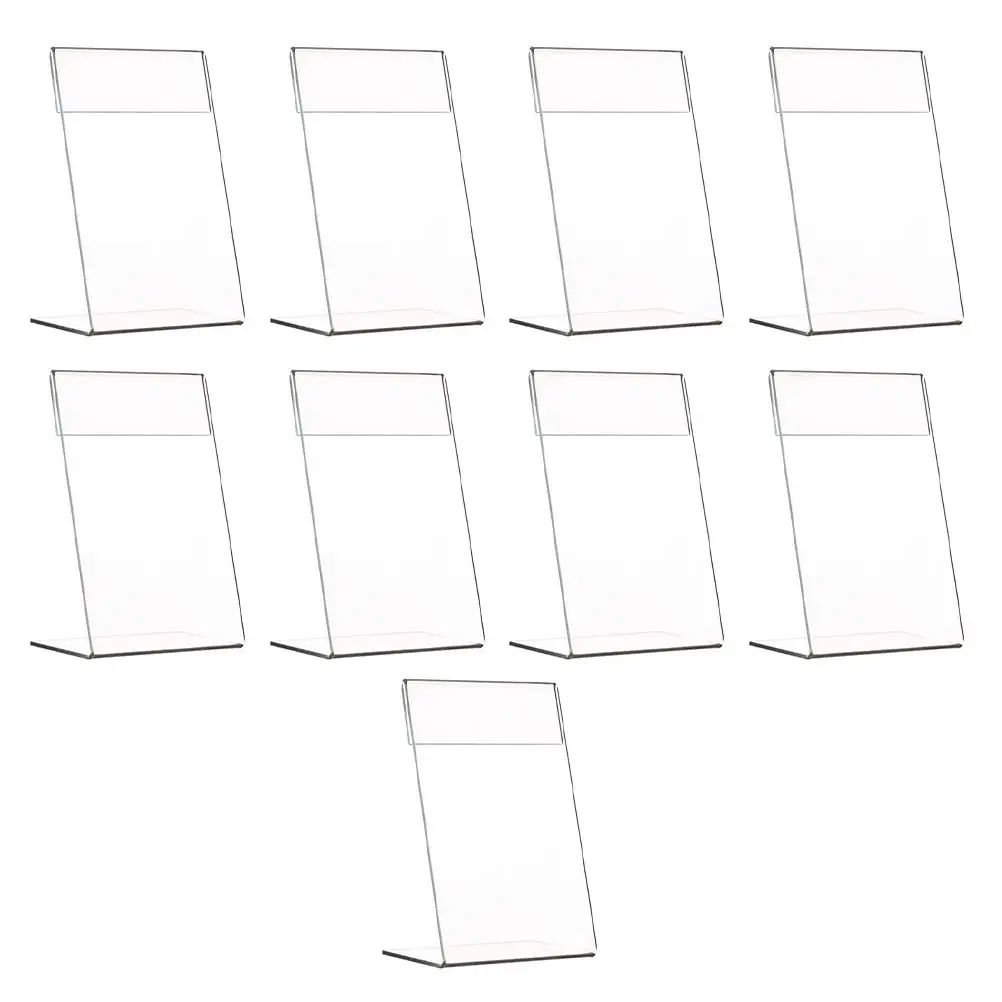 

9 Pcs Acrylic Price Tags L shaped Display Stands Sign Holders Slanted Easels Transparent Labels Office Use Glass Product