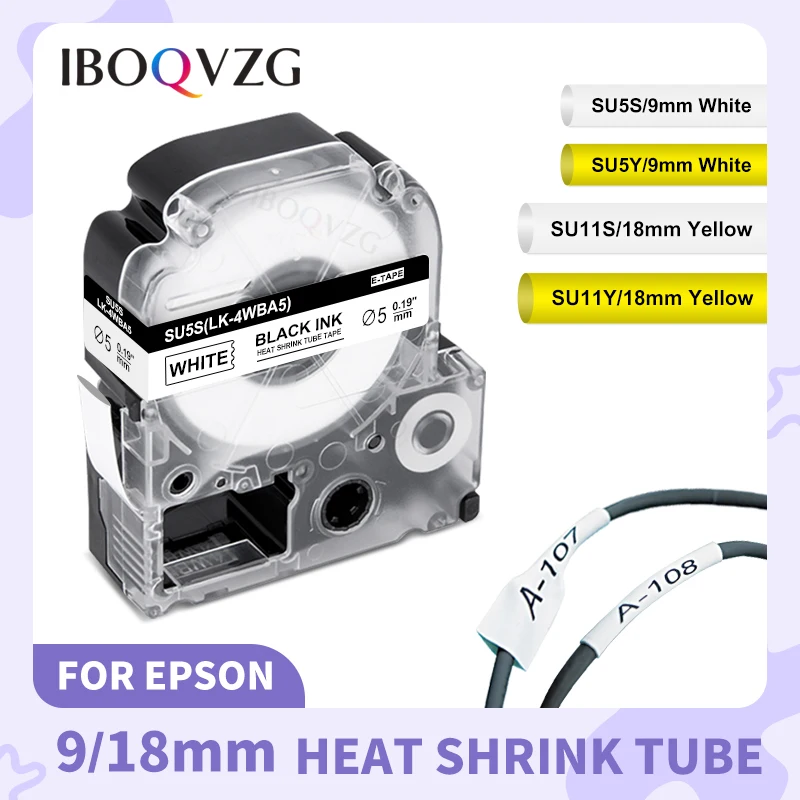 Iboqvzg su5s su5y LK-4WBA5 LK-4YBA5 schrumpf schlauch etikett für epson etikett kompatibel für epson label works LW-300 label