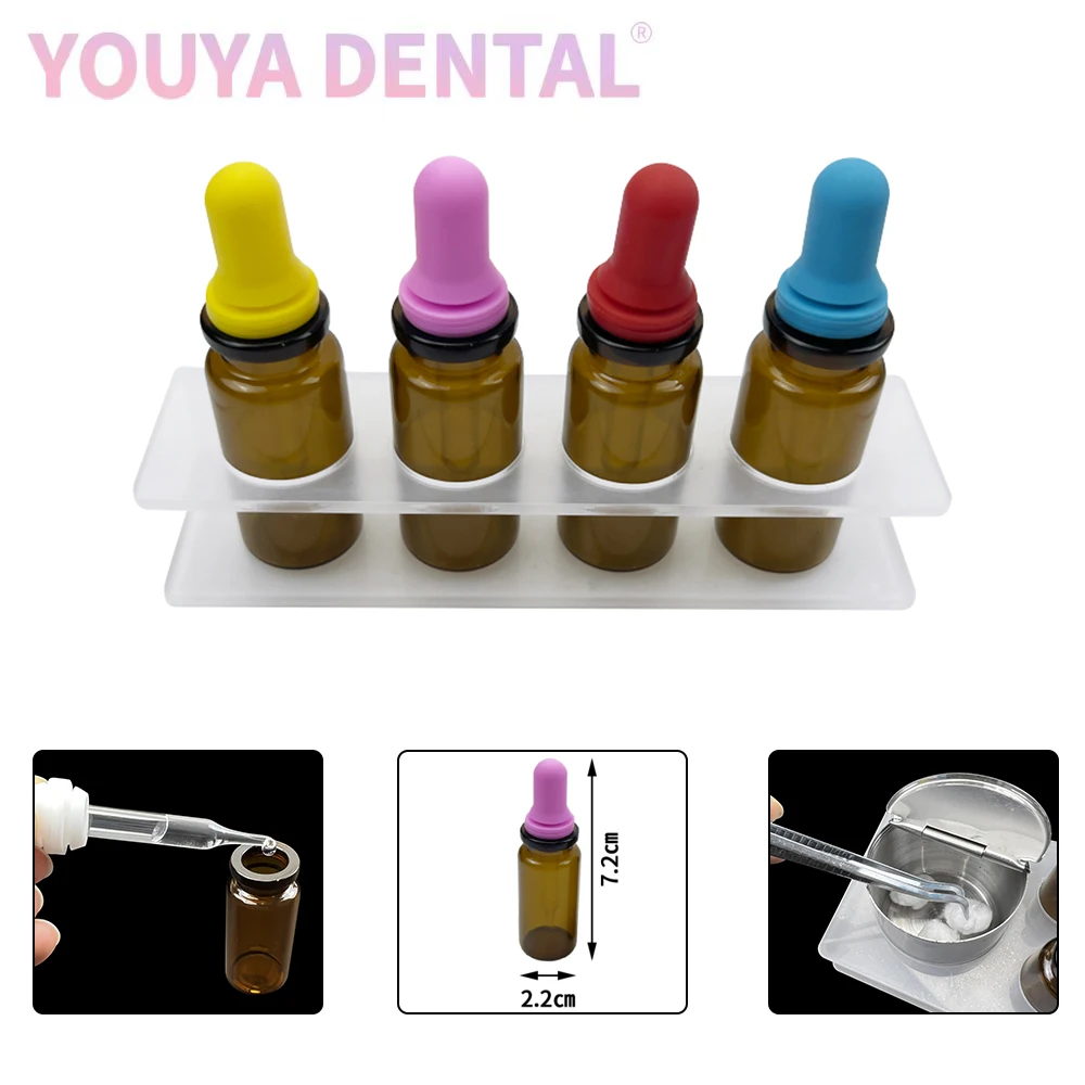 1 Set Dental Clinic Liquid Dropper Bottle Colored Silicone Bottle Cap Press to Collect Liquid Glass Dropper Bottle Reusable Tool