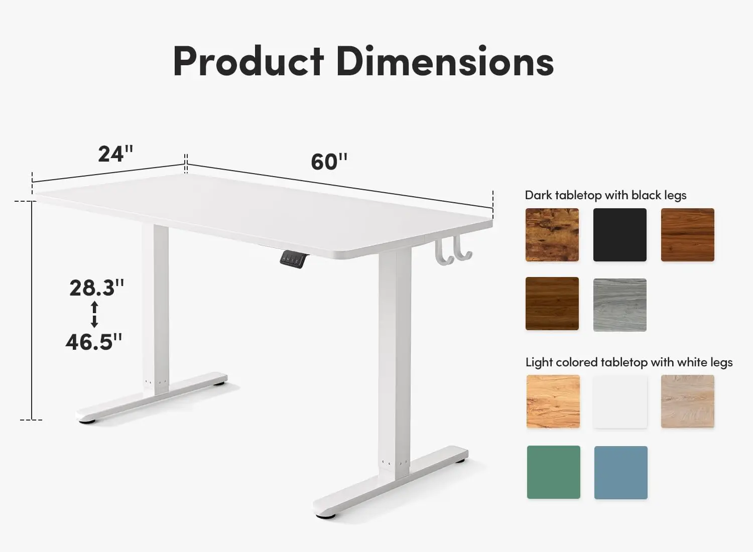 Electric Standing Desk, Height Adjustable Stand Up Desk, 60 X 24 Inches Sit Stand Home Office Desk, Computer Desk, White