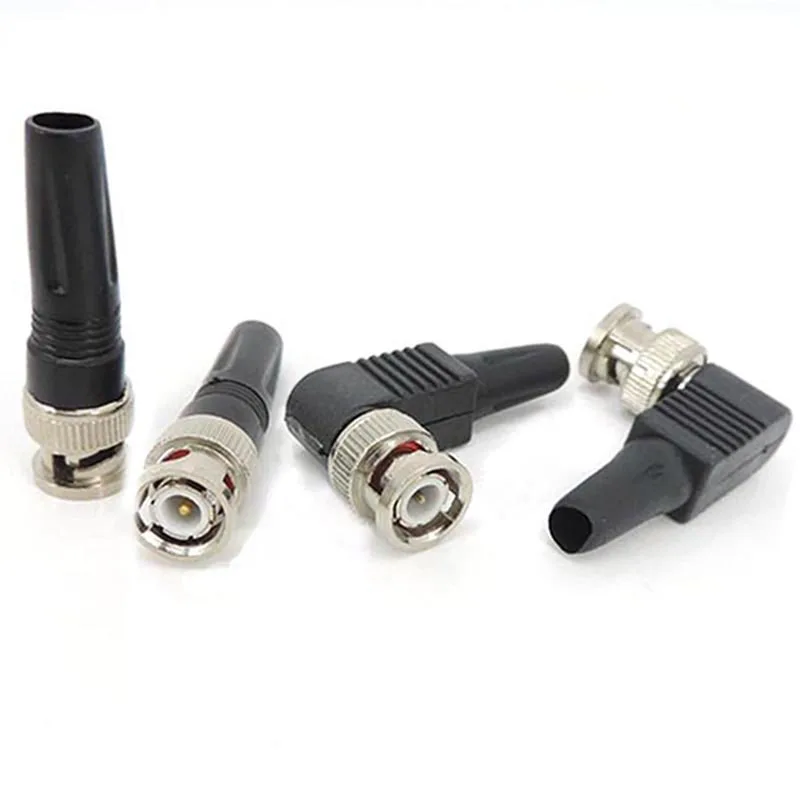 Bnc Male plug Connector right angle 90 degree adapter For Rg59 solderless Cable CCTV video balun no solder c1