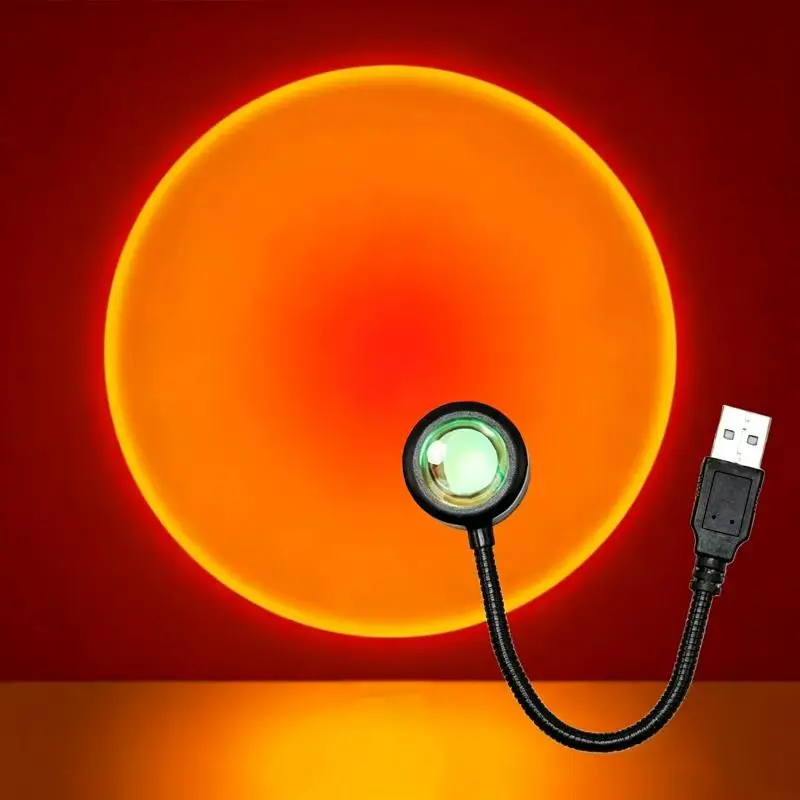 Hoyytu Sunset Projection Lamp USB Multicolor Rainbow Projector Light Flexible Stand for Live Stream Background Home Decor