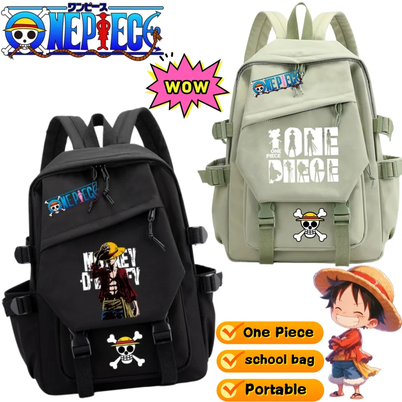 Sac à dos One Piece Luffy Roronoa Zoro, créatif, de haute qualité, imprimé dessin animé, grande capacité, portable, pour étudiant, sac de protection dorsale