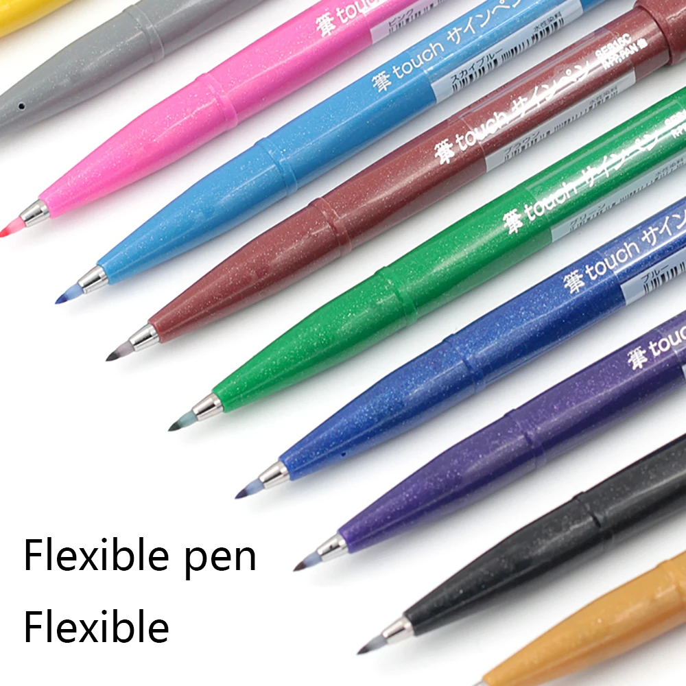 

New 24 Colors Pentel Brush Pen Soft Brushes Watercolor Oil Paints Artist Hand Painting Markers Art Stationery Pens for Writing