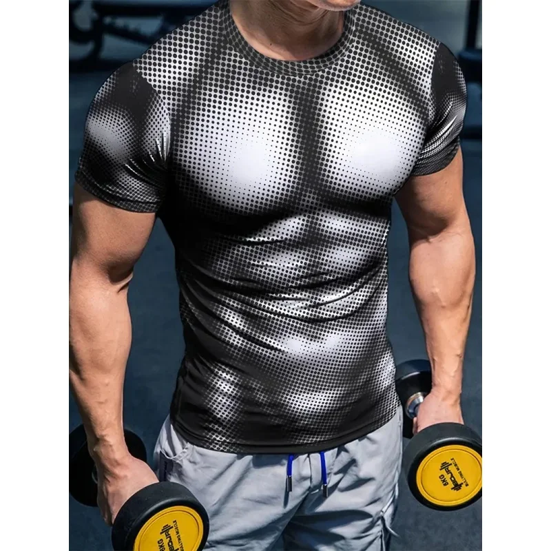 2025 Summer Trend Simulated Human Body Pattern T Shirt For Men Fake Set 3D Printed Tees Casual Short Sleeve Oversized T-Shirts