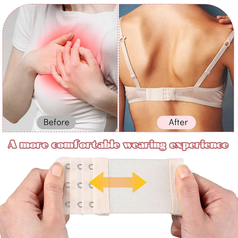 3 Pieces 3-Hook Bra Strap Extender,Comfortable and Adjustable Bra Strap Clip,for Women's Elastic Bra Extension Strap Hook Clip image 2