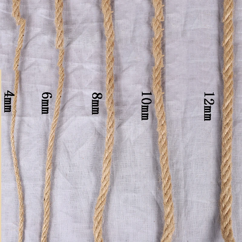 10m Natural Linen Rope Photo Wall Decor Cord DIY Craft Knitting Macrame String Gardening Wedding Handmade Twisted Thread Cords