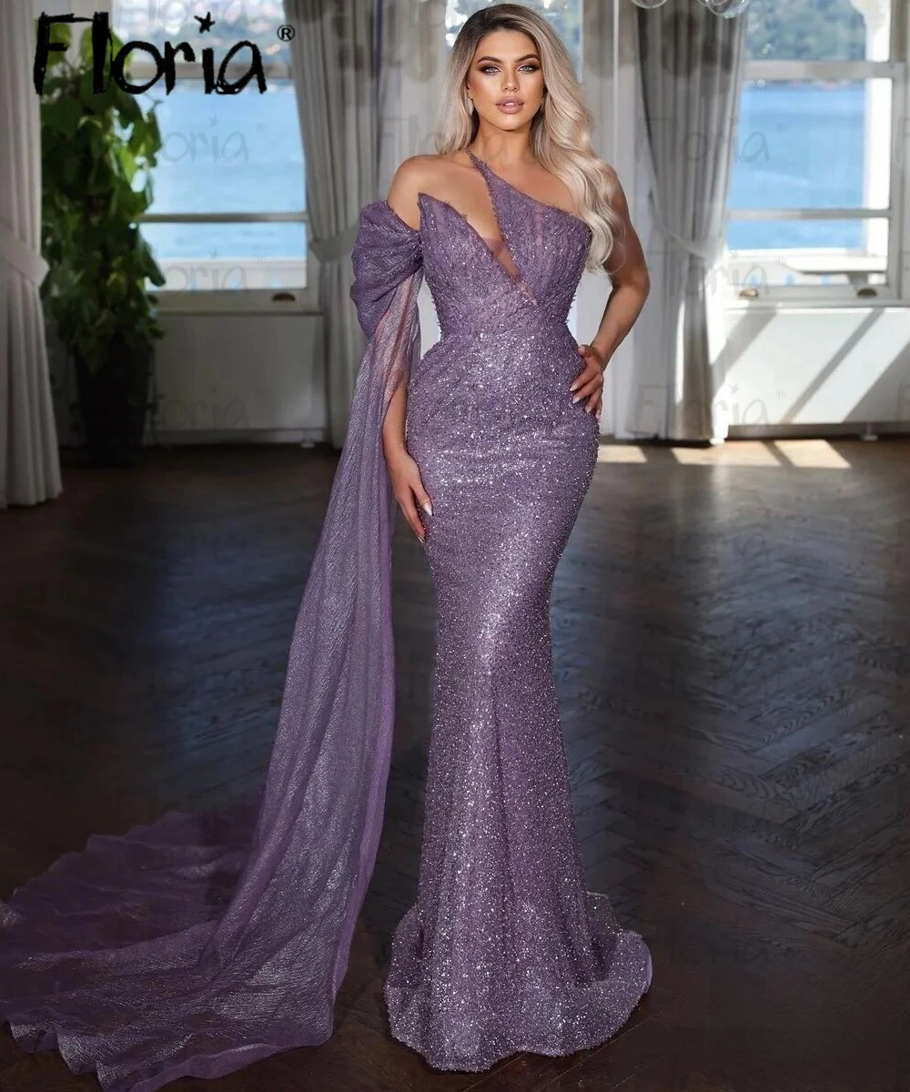 Élégang-Robe de Soirée Violette pour Femme, Tenue de Célébrité, Sirène, sur Mesure, à la Mode, 2023