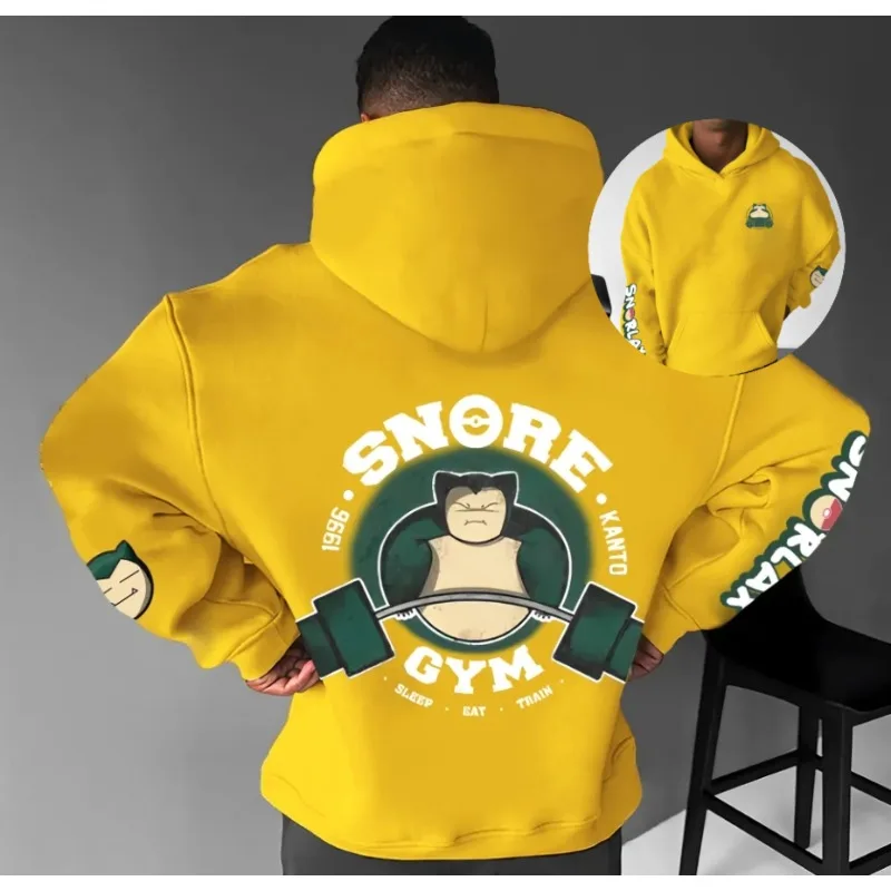 Pokemon Anime Print Hooded 2025 Autumn and Winter Men's Fitness Sports Cartoon Hand-drawn Elements Daily Wear Trend Jumper