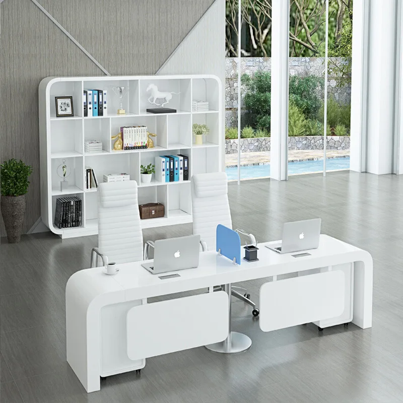 

Painted office 4-person staff table Modern simple staff