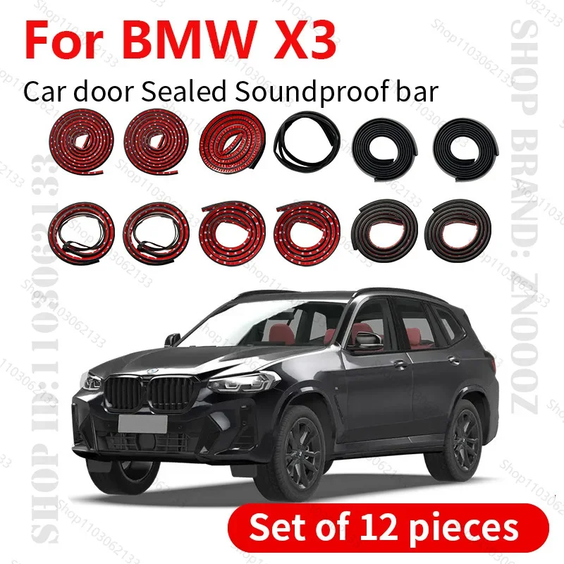 

For 2003-2025 BMW X3 G01/G45 Car Door Seal Strip Rubber Double Layer Sealing Protector Soundproof Dustproof Seal Strip 12PCS Set