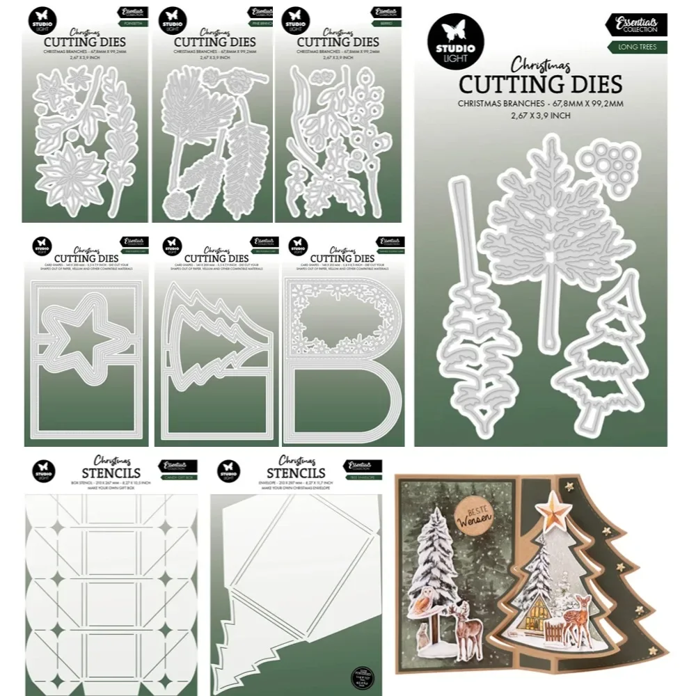 Flawless Christmas Tree Landscape Cutting Dies & Stencil Scrapbook Diary Decoration Stencil Embossing Template DIY Greeting Card