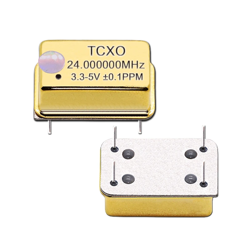 TCXO DIP-14 24M 24MHZ 24.000MHZ Gold Plated Rectangular Temperature Compensated Crystal Oscillator Golden 3.3V-5V 0.1PPM