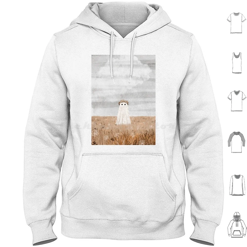 

There's A Ghost In The Meadow Толстовки с длинным рукавом Ghost Walter Flowers Nature Meadow Wildflower Серый Весна Лето