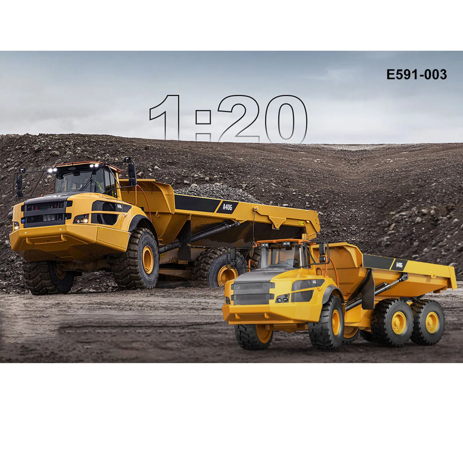 1/20 plástico DoubleE E591 003 RC volquete articulado 6WD camión de Control remoto eléctrico VO Motor batería Cable de carga USB RTR